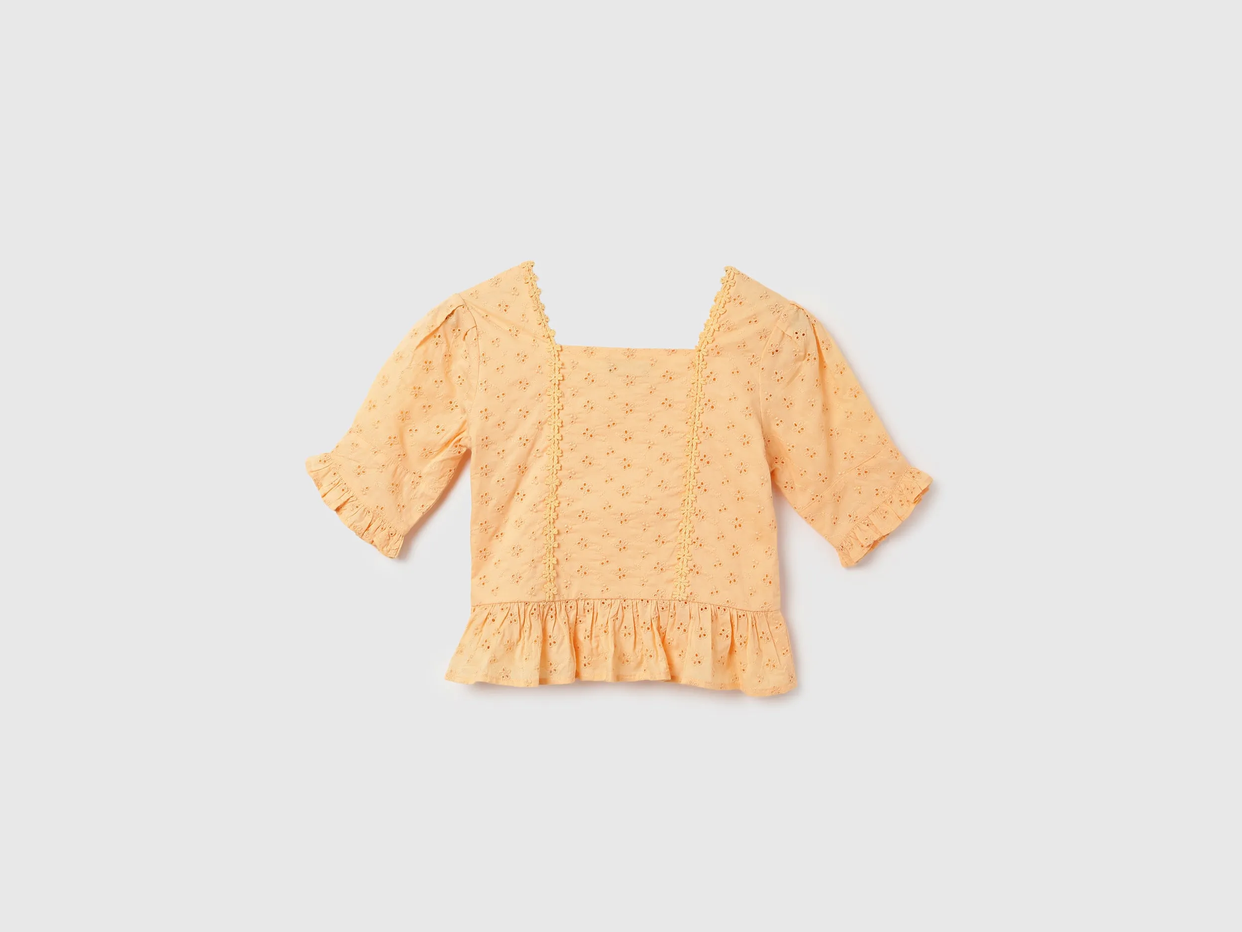 Regular Fit Square Neck Embroidered Tops