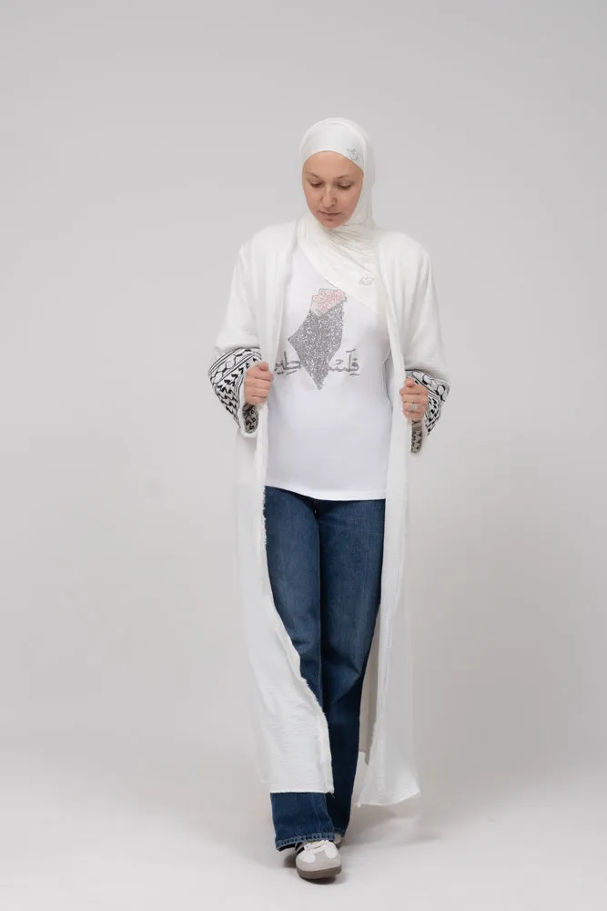 Rhinestone Pl41stine T-shirt with front small and back big map