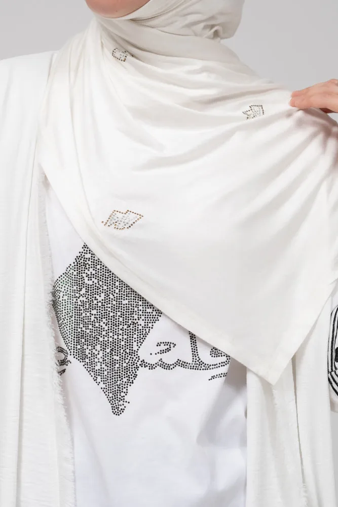 Rhinestone Pl41stine T-shirt with front small and back big map