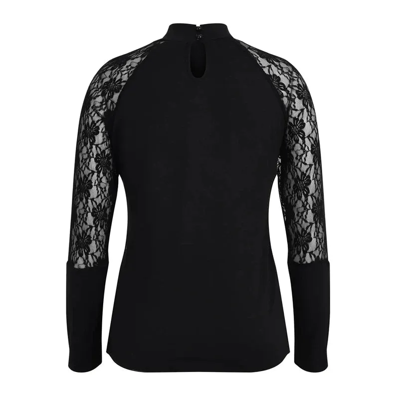 Rhinestones and Lace Long Sleeve Tops