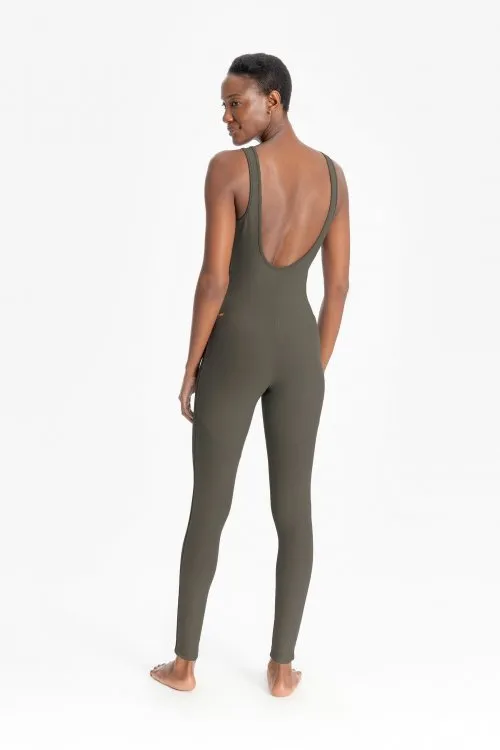 Rib Block Jumpsuit | Activewear| Sage Green