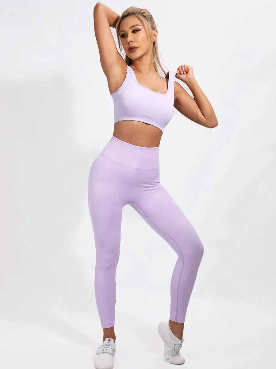 Ribbed Fashion Sports Suit for Women