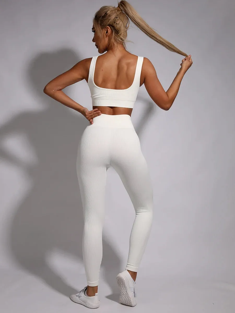 Ribbed Fashion Sports Suit for Women