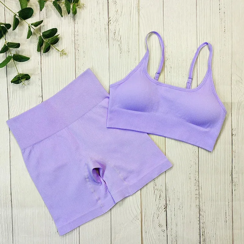 Ribbed Sportswear Women White Seamless Set - 2/3/4 Piece Sports Fitness Suit Yoga Clothing Tracksuit Gym Set Workout Clothes