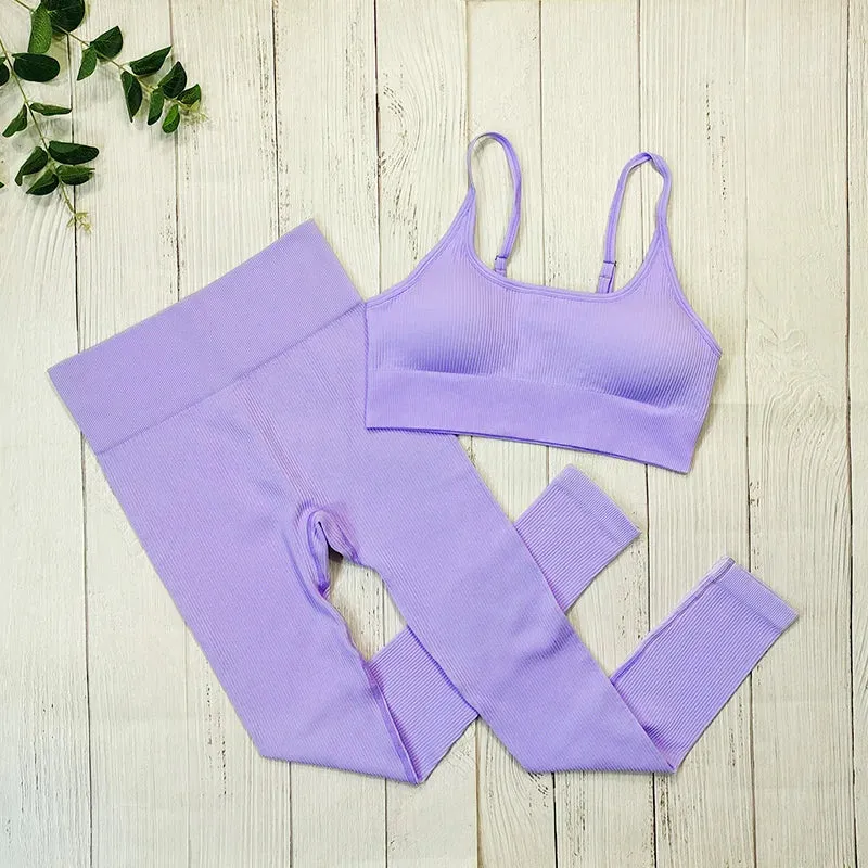 Ribbed Sportswear Women White Seamless Set - 2/3/4 Piece Sports Fitness Suit Yoga Clothing Tracksuit Gym Set Workout Clothes