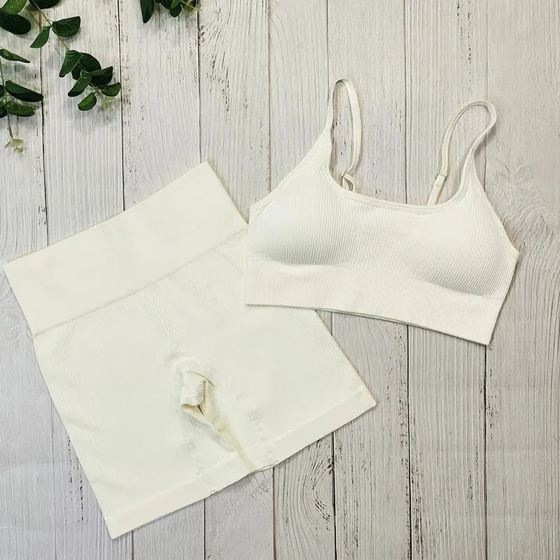 Ribbed Sportswear Women White Seamless Set - 2/3/4 Piece Sports Fitness Suit Yoga Clothing Tracksuit Gym Set Workout Clothes