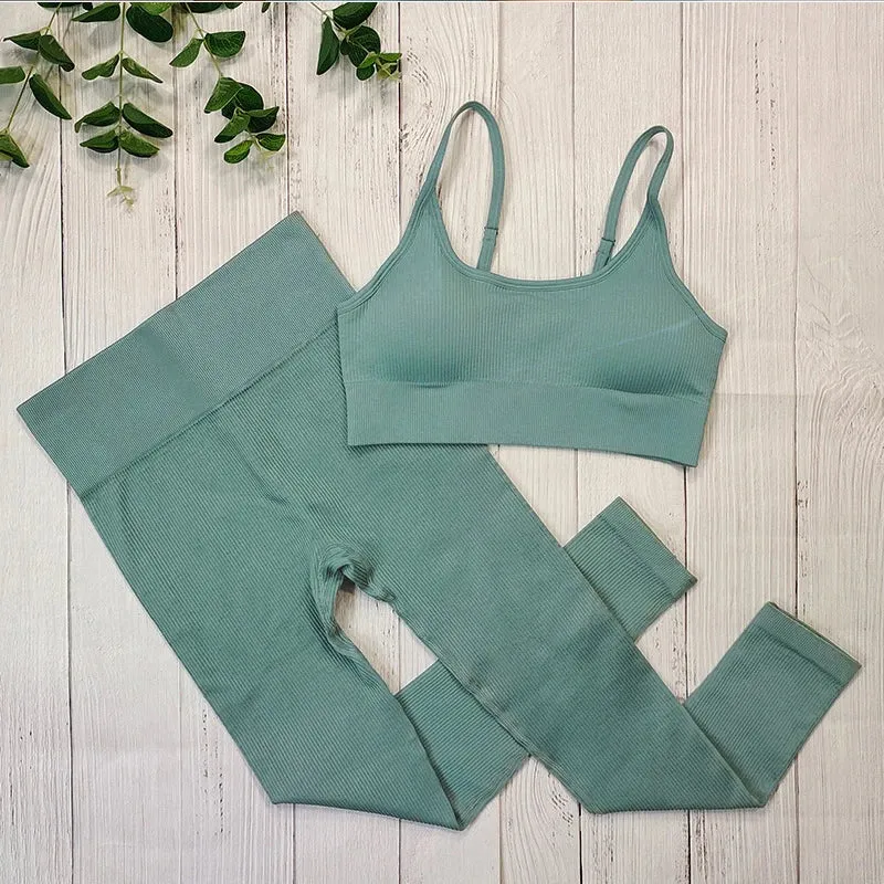 Ribbed Sportswear Women White Seamless Set - 2/3/4 Piece Sports Fitness Suit Yoga Clothing Tracksuit Gym Set Workout Clothes