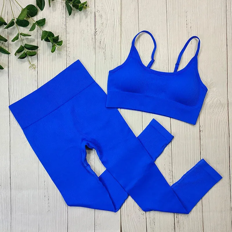 Ribbed Sportswear Women White Seamless Set - 2/3/4 Piece Sports Fitness Suit Yoga Clothing Tracksuit Gym Set Workout Clothes