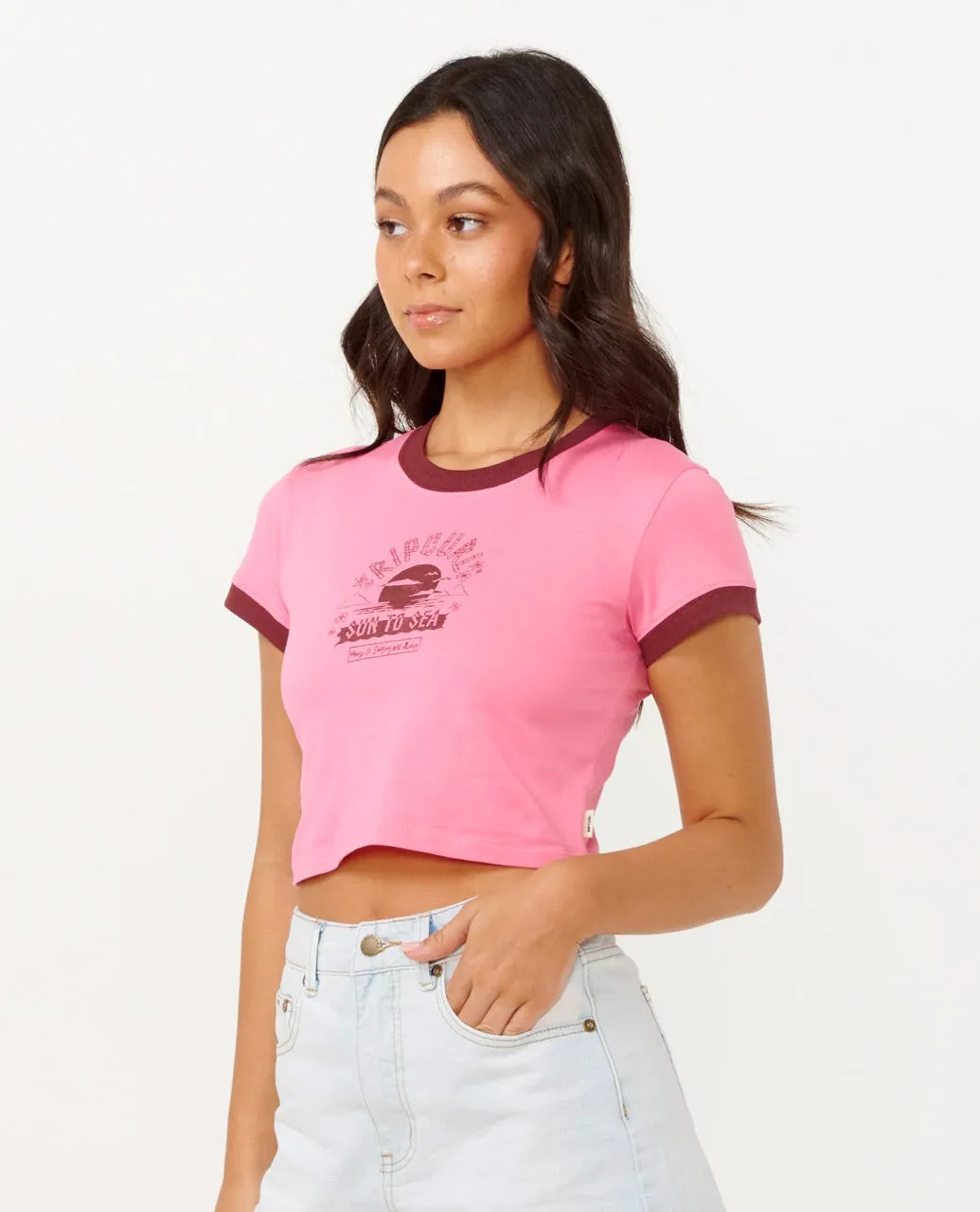 RIP CURL HOOKIPA BABY TEE  - MID PINK