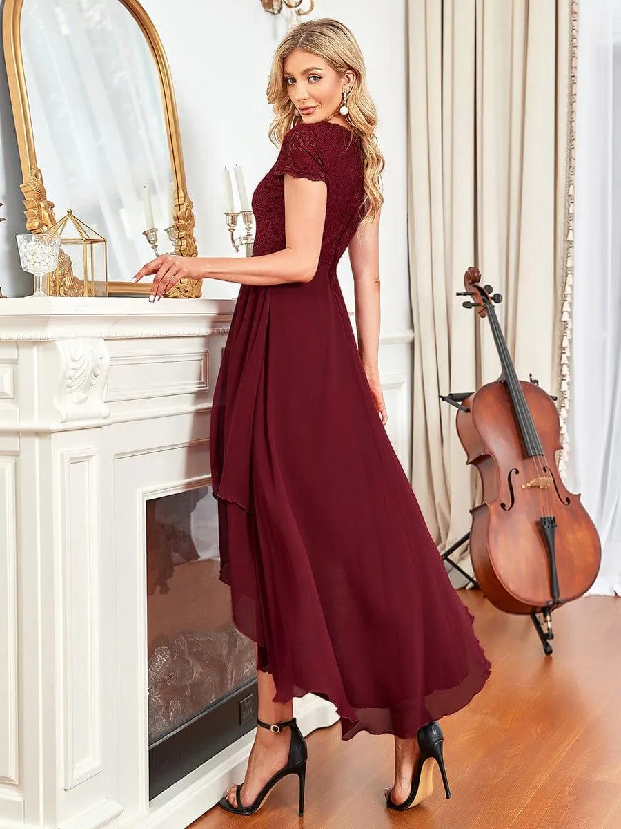 Robe de mère de la mariée à manches courtes avec rubans vintage et à manches courtes(Vente finale)