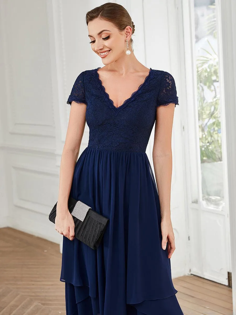Robe de mère de la mariée à manches courtes avec rubans vintage et à manches courtes(Vente finale)