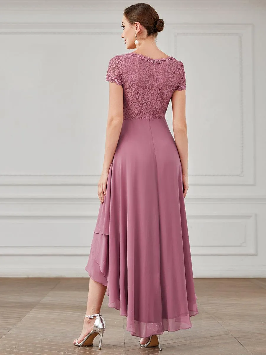 Robe de mère de la mariée à manches courtes avec rubans vintage et à manches courtes(Vente finale)