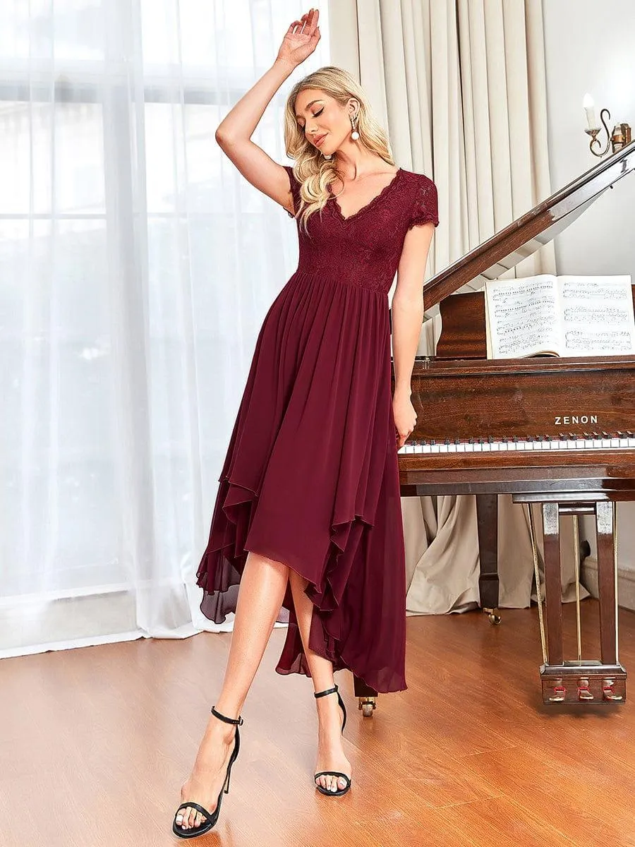 Robe de mère de la mariée à manches courtes avec rubans vintage et à manches courtes(Vente finale)