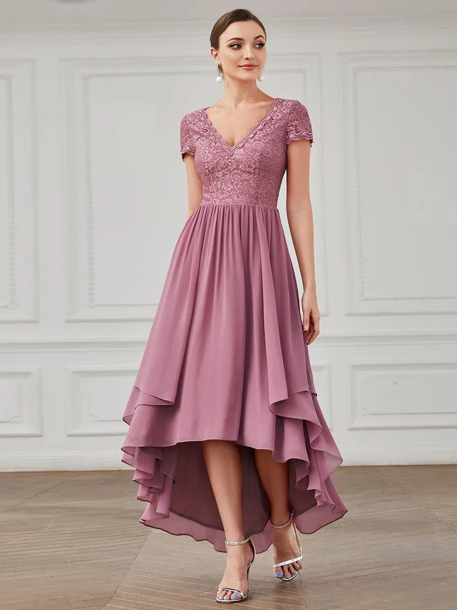 Robe de mère de la mariée à manches courtes avec rubans vintage et à manches courtes(Vente finale)