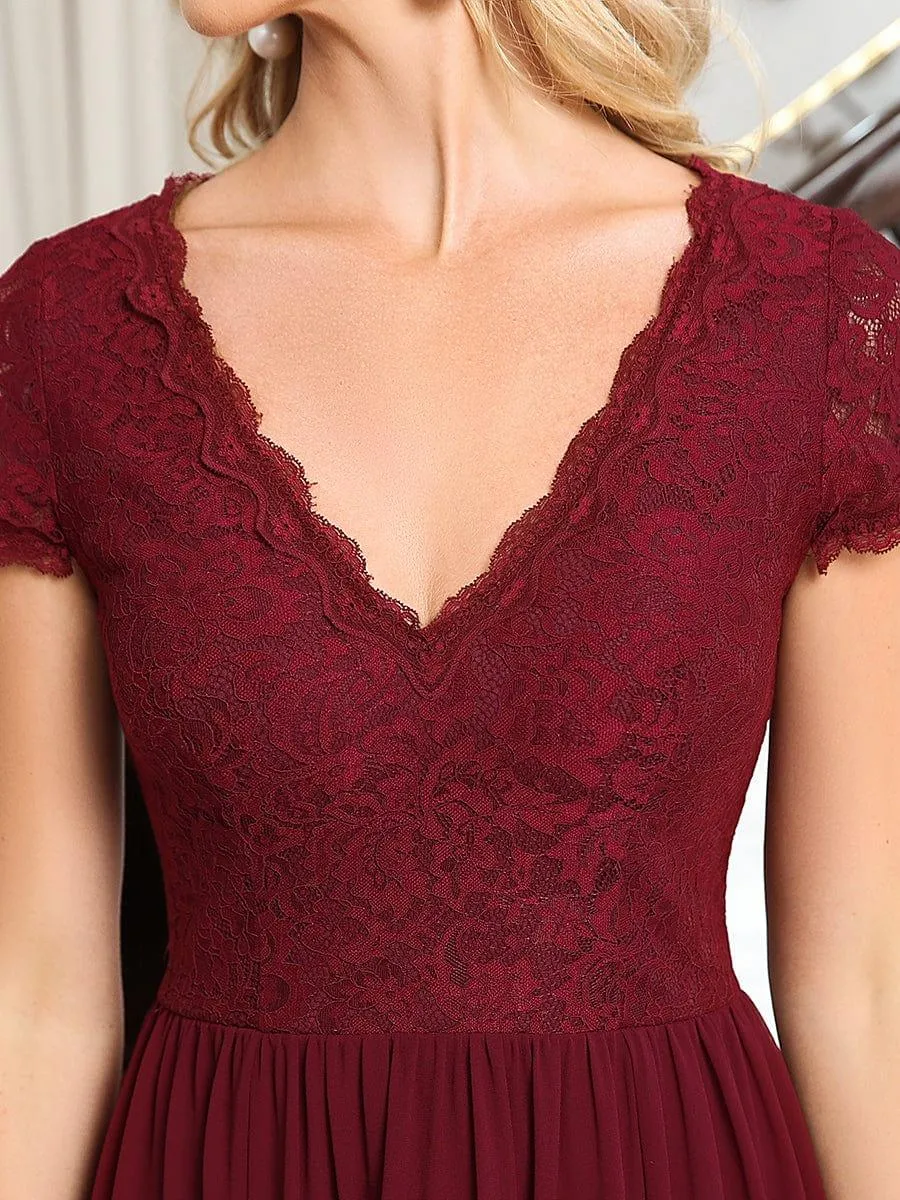 Robe de mère de la mariée à manches courtes avec rubans vintage et à manches courtes(Vente finale)
