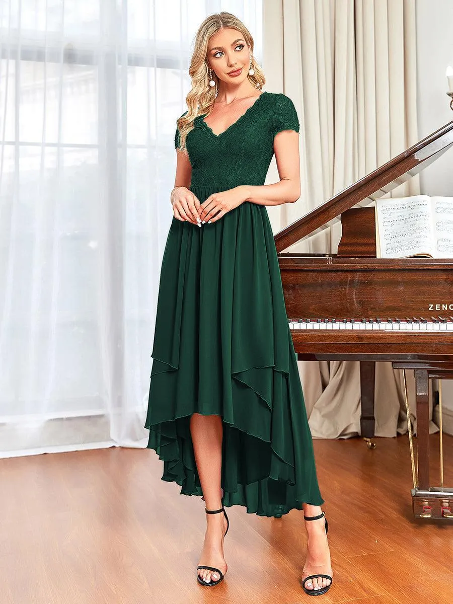 Robe de mère de la mariée à manches courtes avec rubans vintage et à manches courtes(Vente finale)