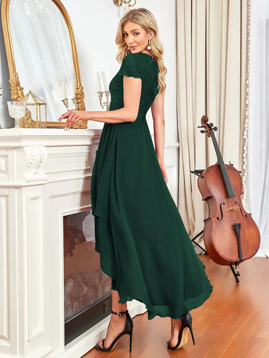 Robe de mère de la mariée à manches courtes avec rubans vintage et à manches courtes(Vente finale)
