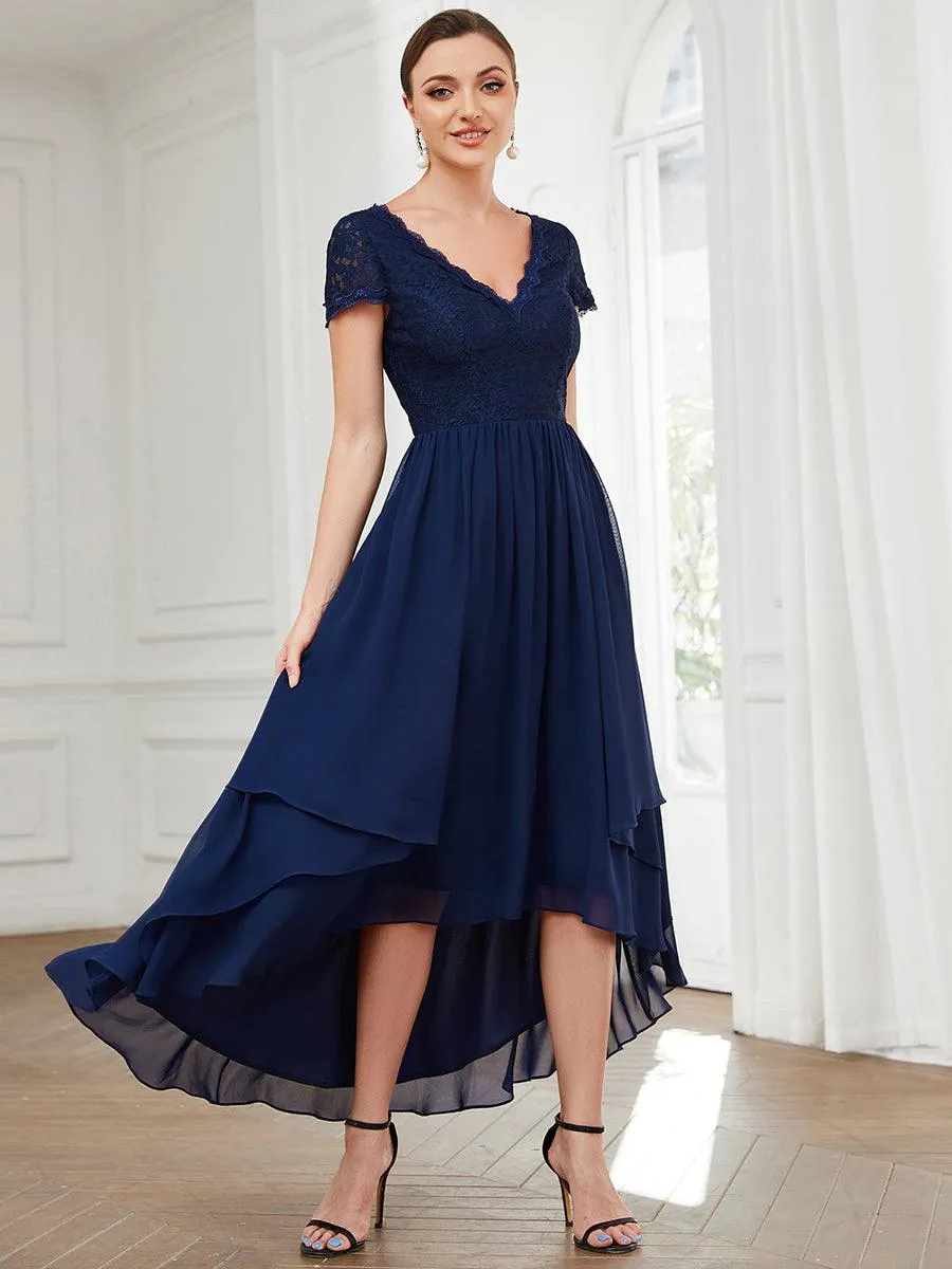Robe de mère de la mariée à manches courtes avec rubans vintage et à manches courtes(Vente finale)