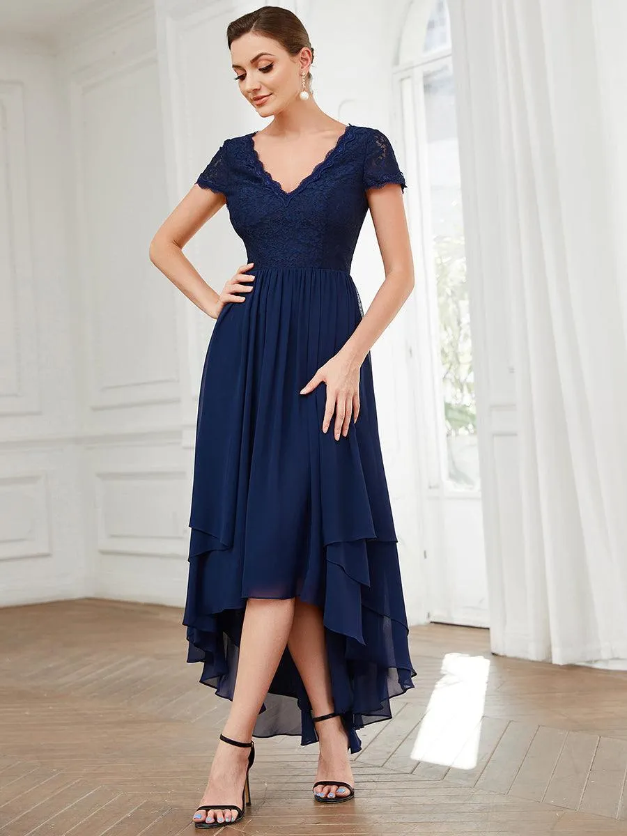 Robe de mère de la mariée à manches courtes avec rubans vintage et à manches courtes(Vente finale)