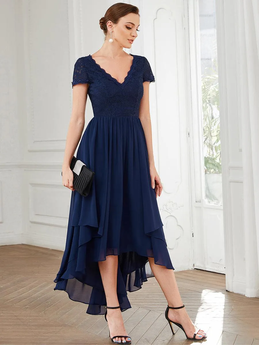 Robe de mère de la mariée à manches courtes avec rubans vintage et à manches courtes(Vente finale)