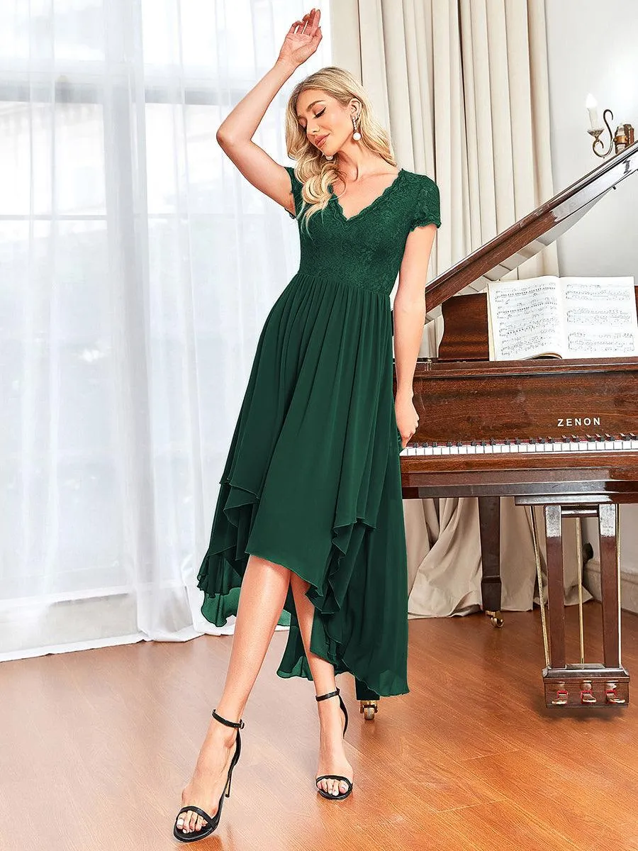 Robe de mère de la mariée à manches courtes avec rubans vintage et à manches courtes(Vente finale)