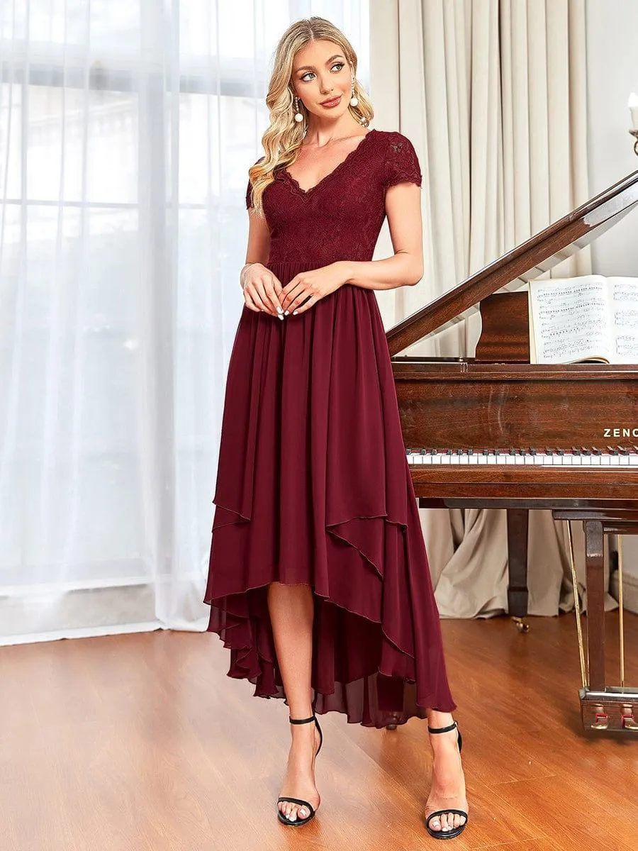 Robe de mère de la mariée à manches courtes avec rubans vintage et à manches courtes(Vente finale)