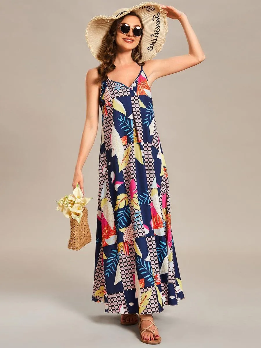 Robe d'été Plage Vacances maxi ample à bretelles fines A Ligne(Vente finale)
