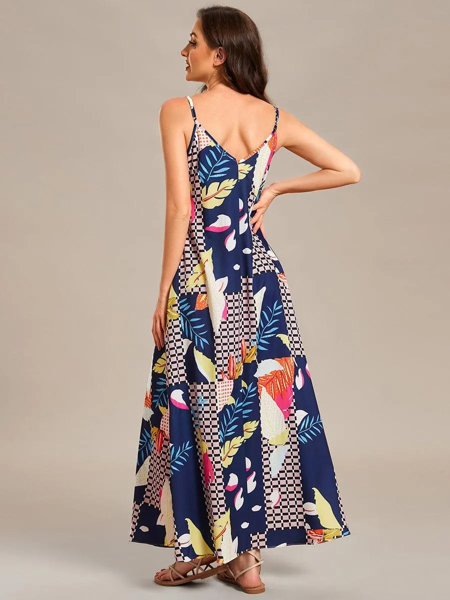 Robe d'été Plage Vacances maxi ample à bretelles fines A Ligne(Vente finale)
