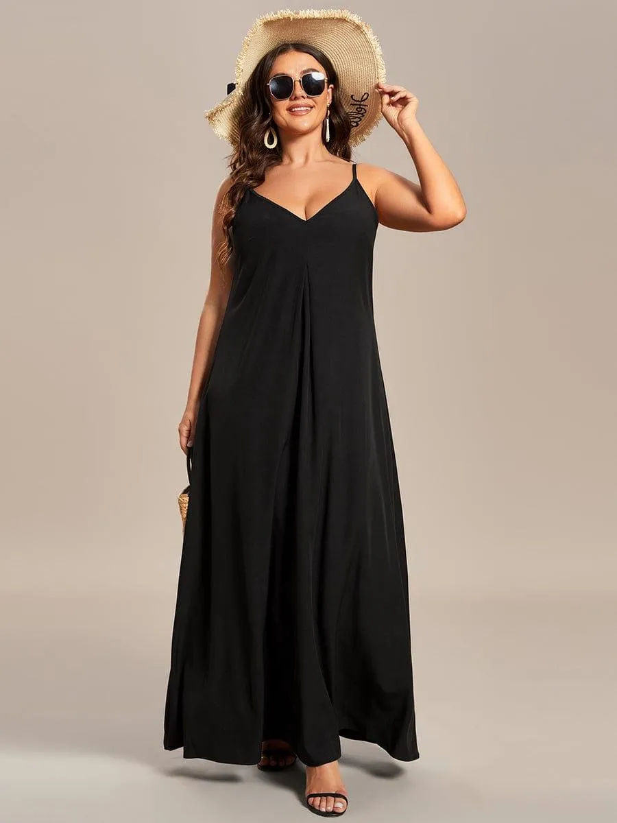 Robe d'été Plage Vacances maxi ample à bretelles fines A Ligne(Vente finale)