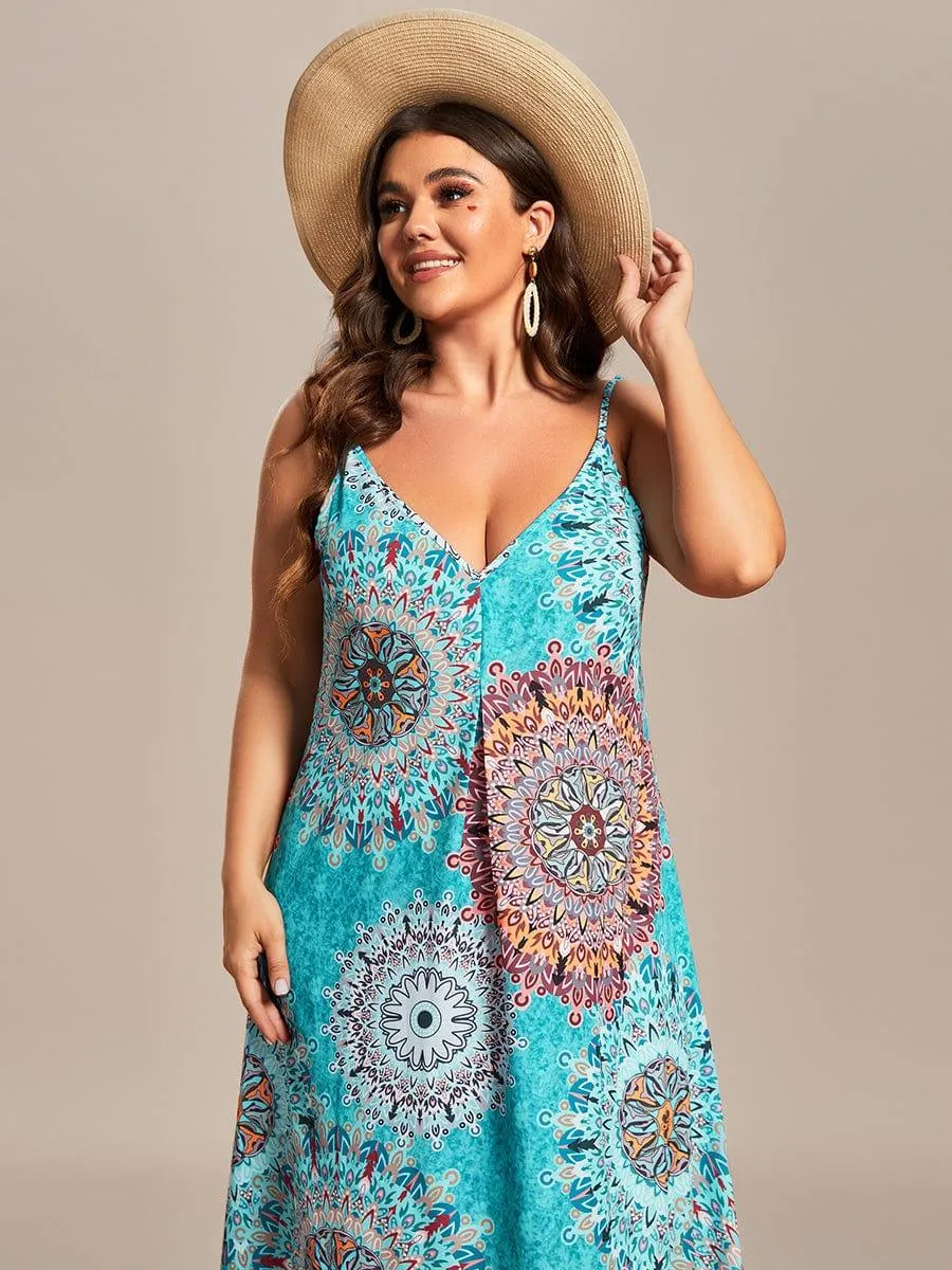 Robe d'été Plage Vacances maxi ample à bretelles fines A Ligne(Vente finale)