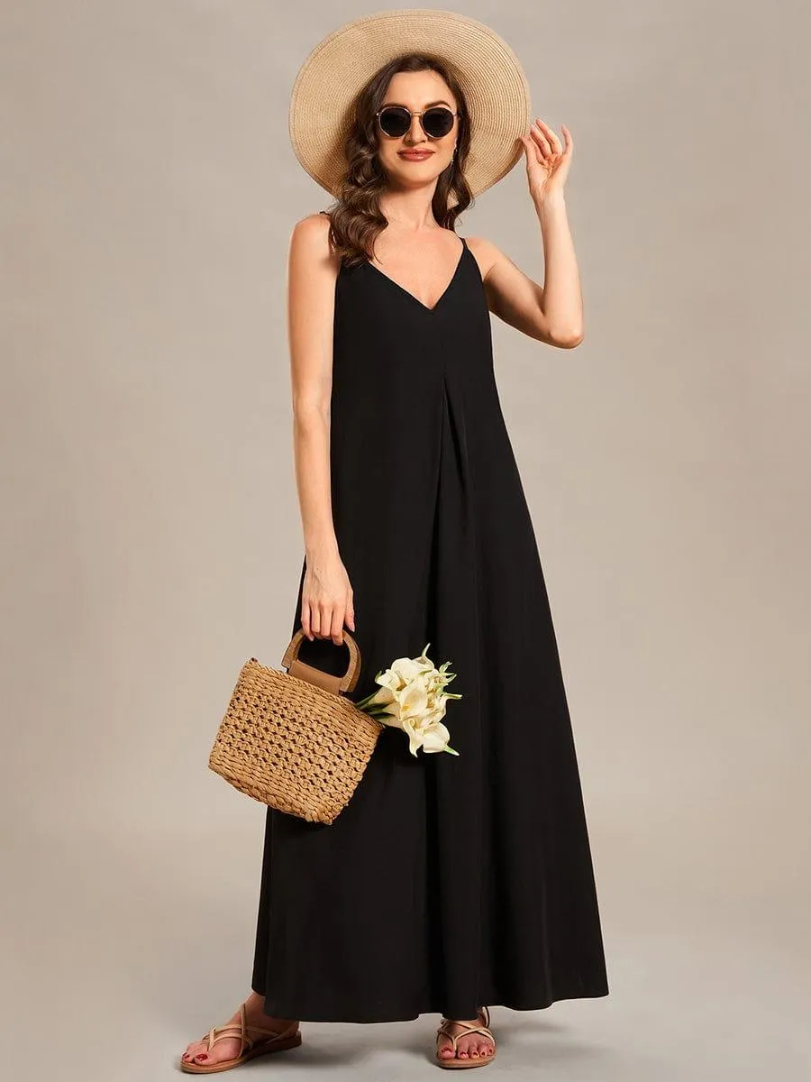 Robe d'été Plage Vacances maxi ample à bretelles fines A Ligne(Vente finale)