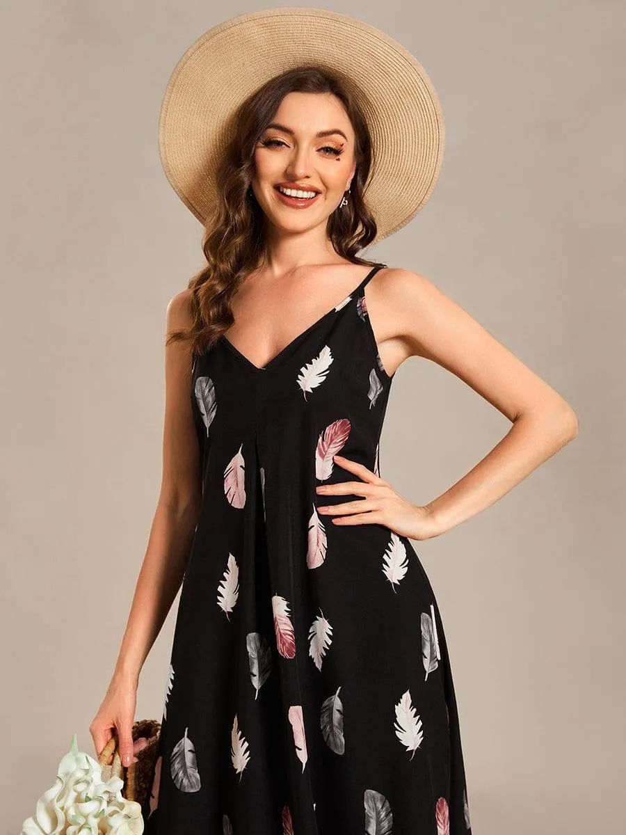 Robe d'été Plage Vacances maxi ample à bretelles fines A Ligne(Vente finale)