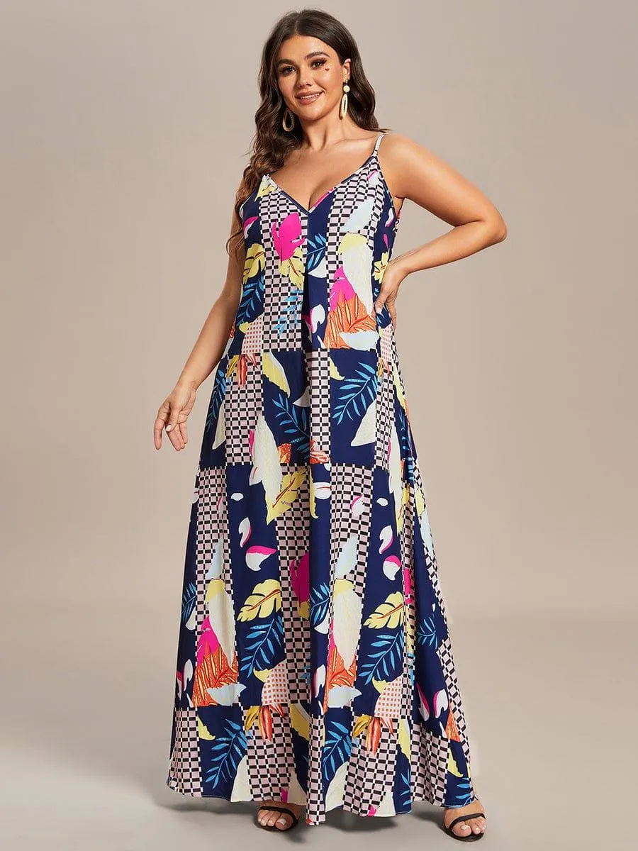 Robe d'été Plage Vacances maxi ample à bretelles fines A Ligne(Vente finale)