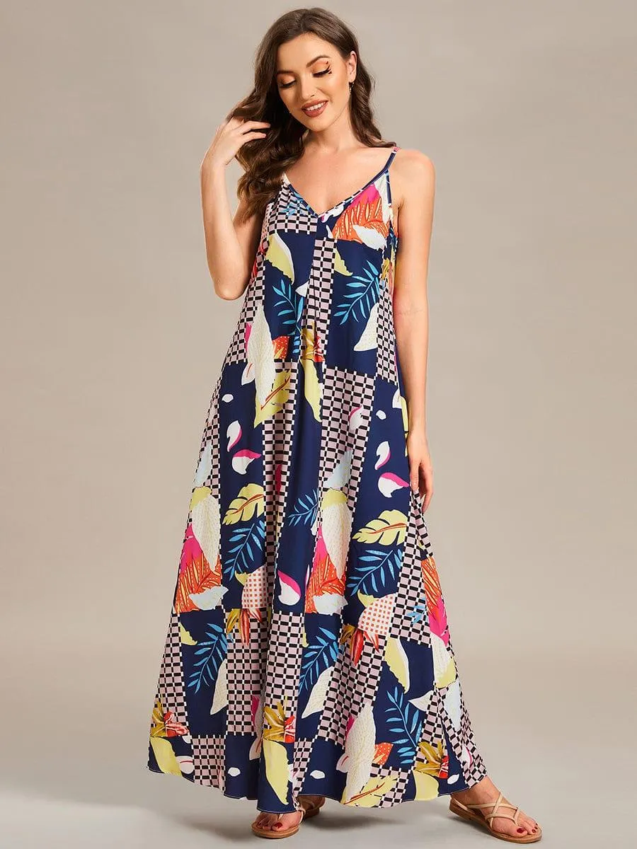 Robe d'été Plage Vacances maxi ample à bretelles fines A Ligne(Vente finale)
