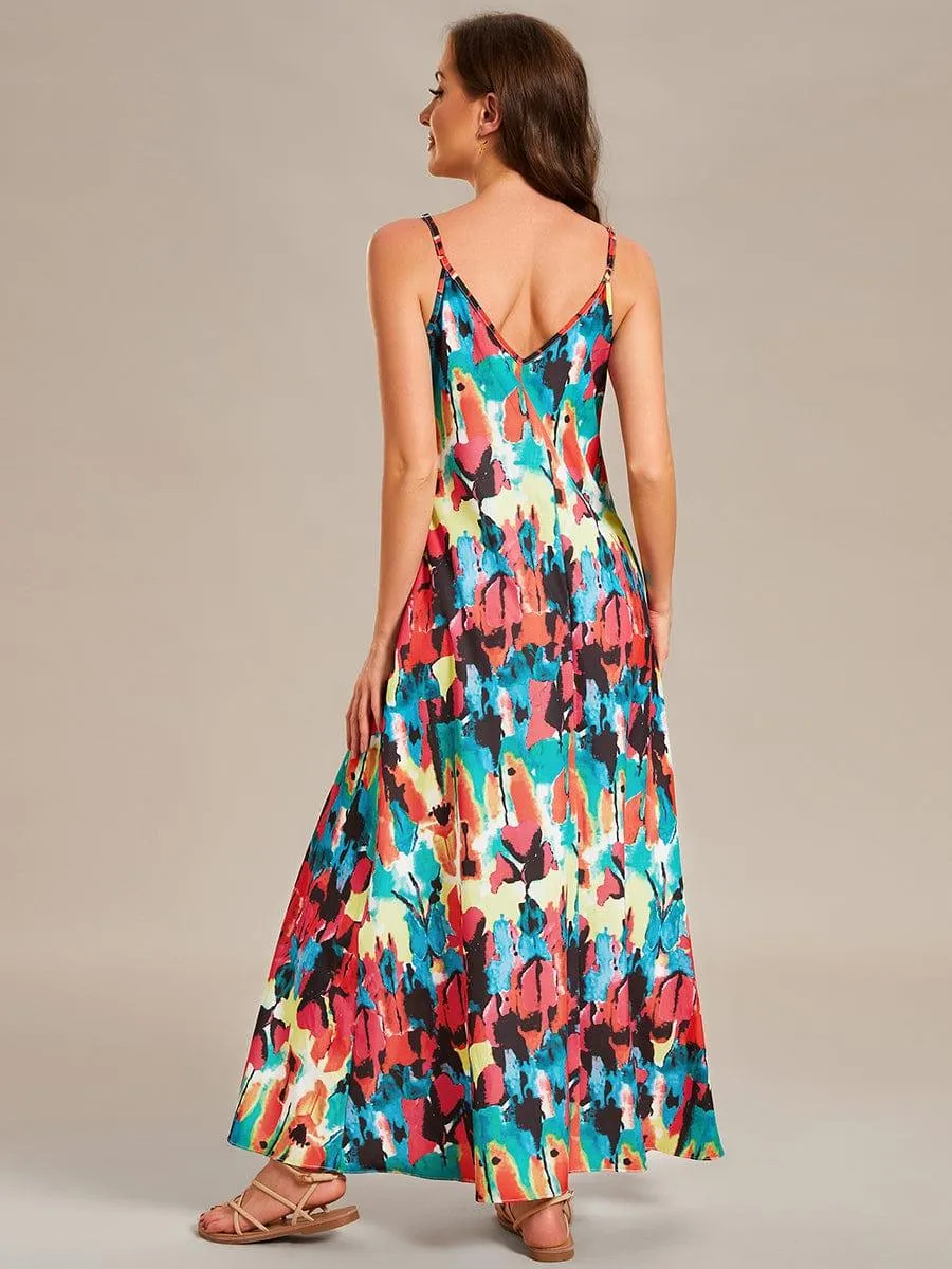 Robe d'été Plage Vacances maxi ample à bretelles fines A Ligne(Vente finale)