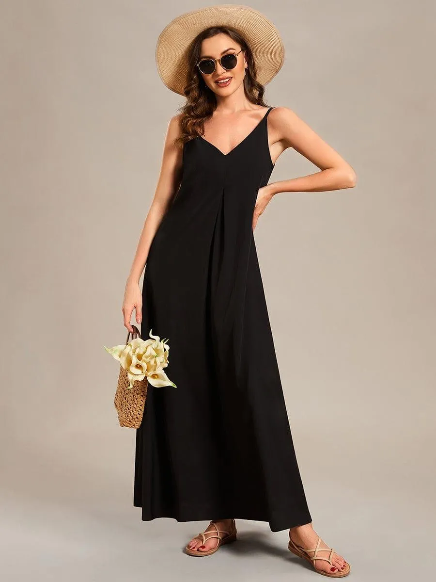 Robe d'été Plage Vacances maxi ample à bretelles fines A Ligne(Vente finale)