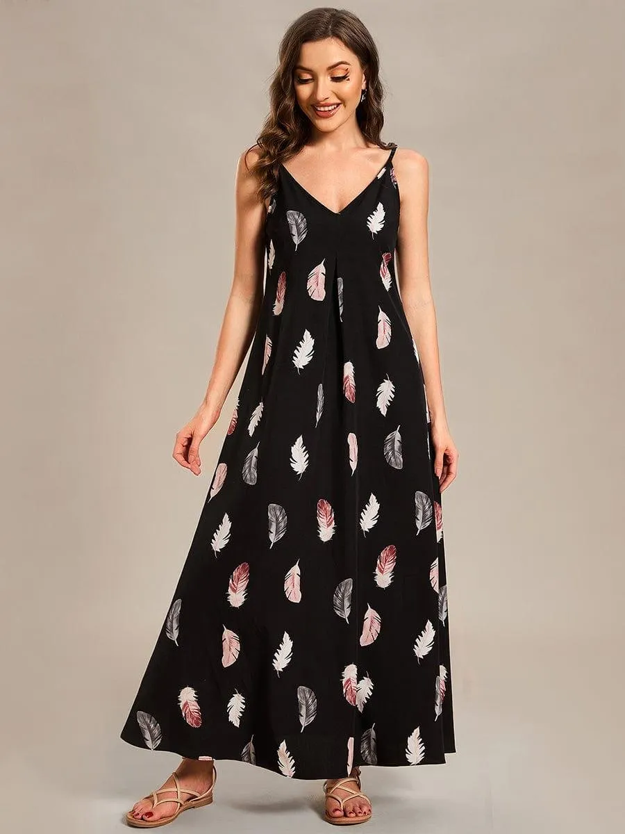 Robe d'été Plage Vacances maxi ample à bretelles fines A Ligne(Vente finale)