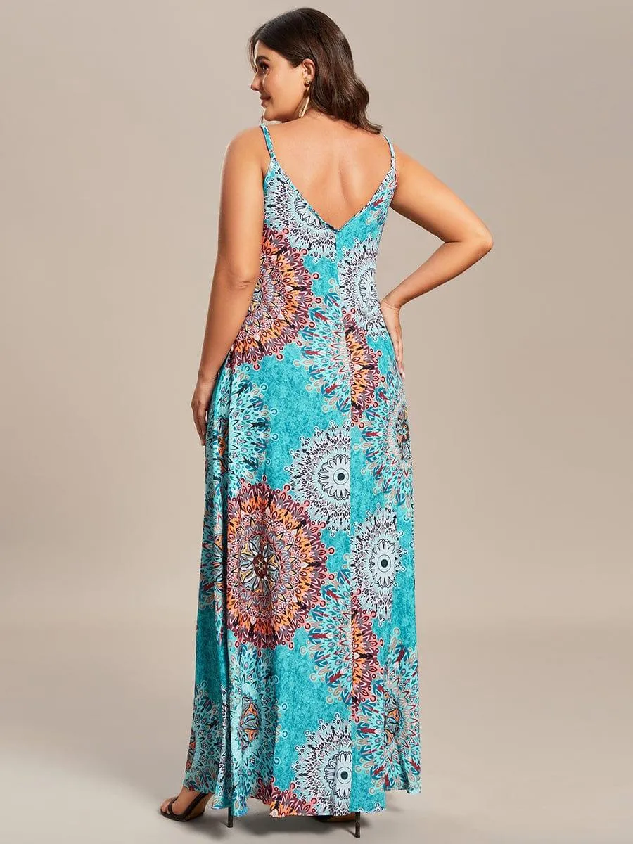 Robe d'été Plage Vacances maxi ample à bretelles fines A Ligne(Vente finale)