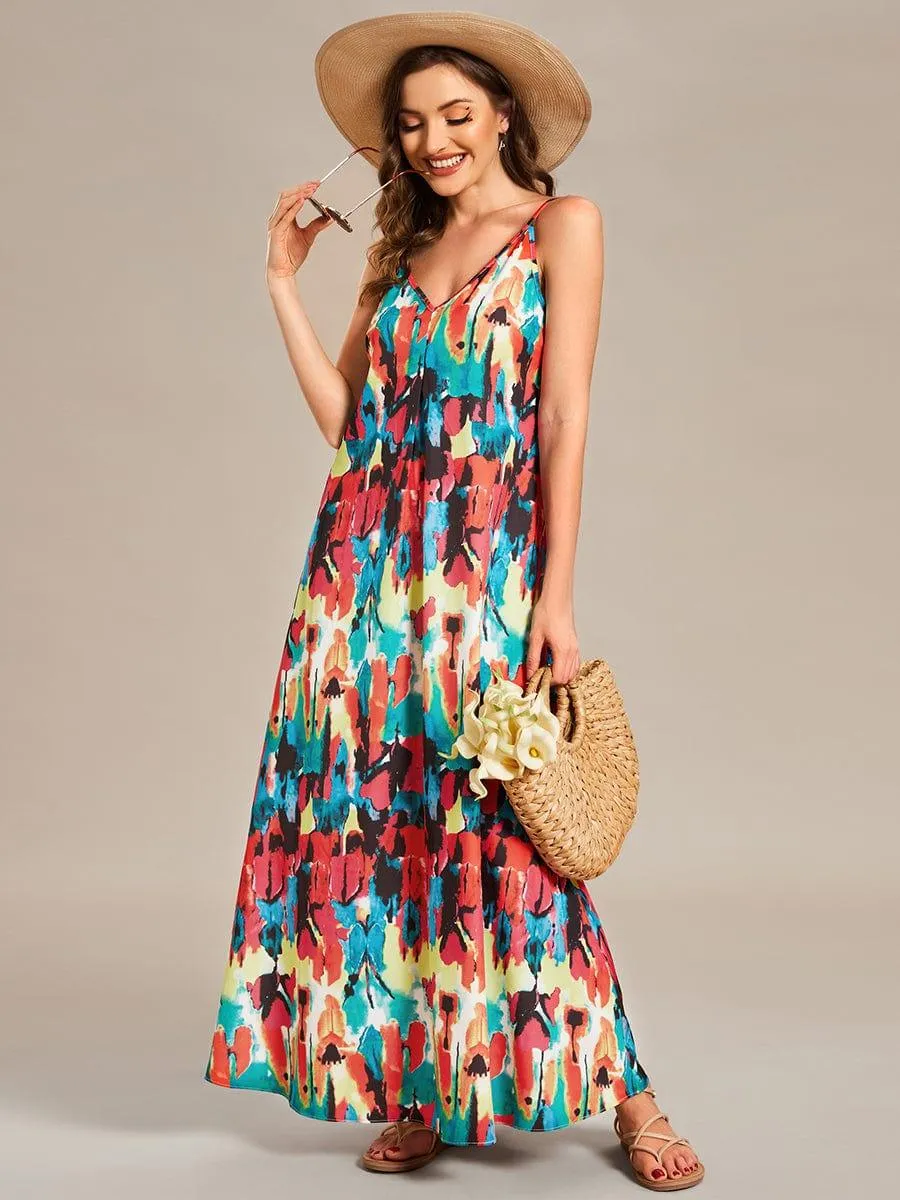 Robe d'été Plage Vacances maxi ample à bretelles fines A Ligne(Vente finale)
