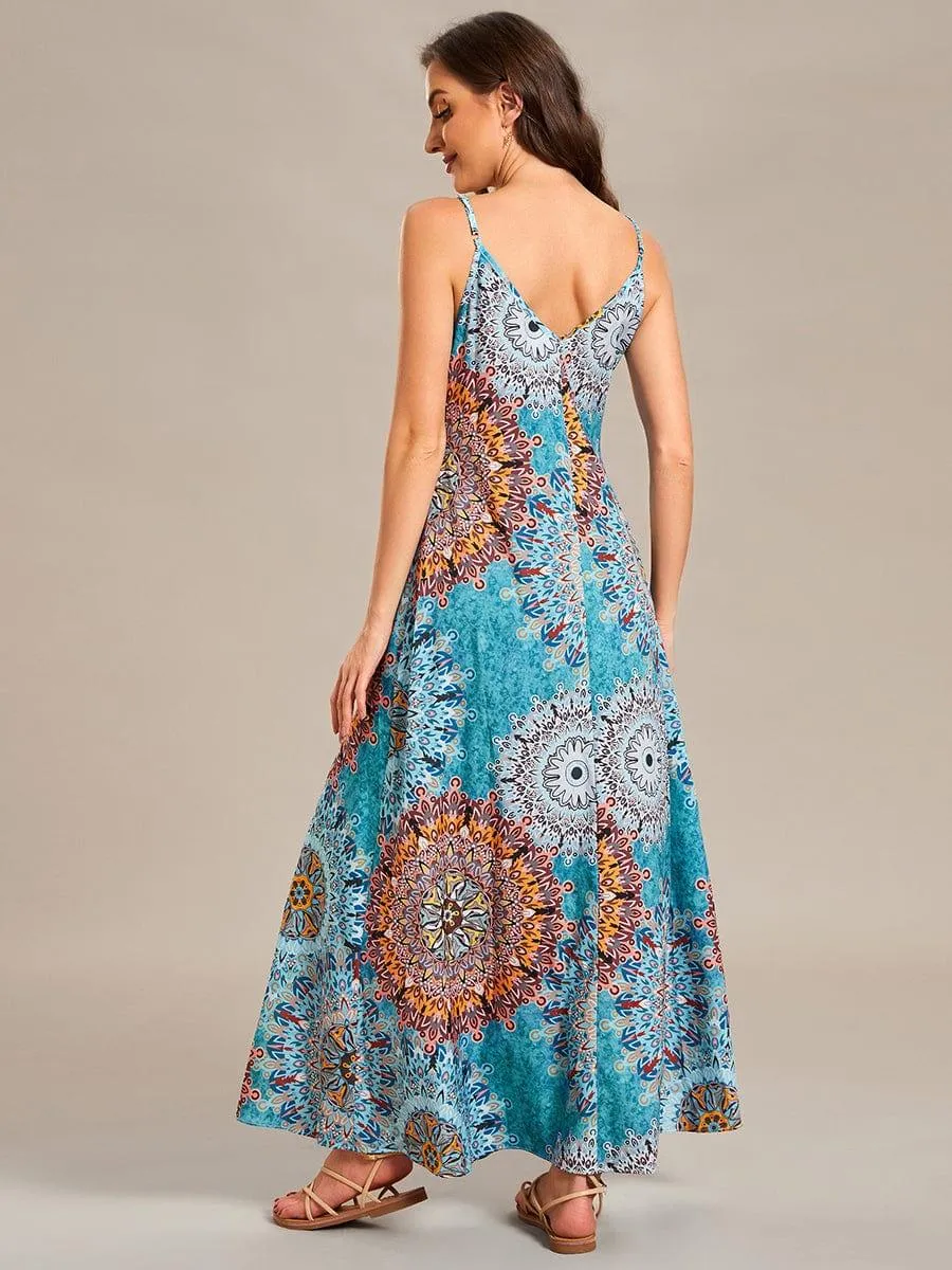 Robe d'été Plage Vacances maxi ample à bretelles fines A Ligne(Vente finale)