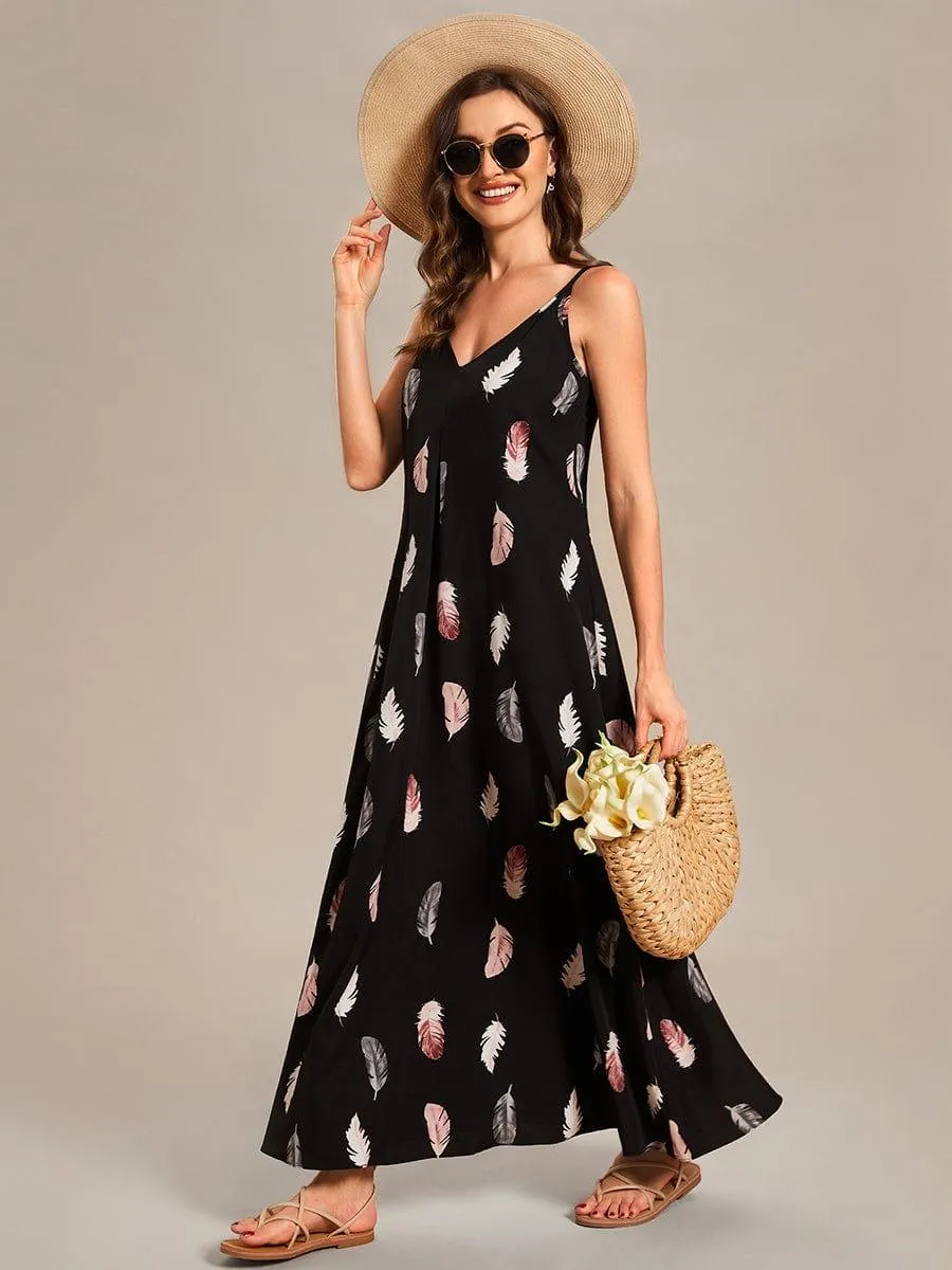 Robe d'été Plage Vacances maxi ample à bretelles fines A Ligne(Vente finale)