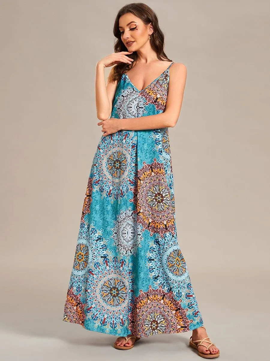 Robe d'été Plage Vacances maxi ample à bretelles fines A Ligne(Vente finale)