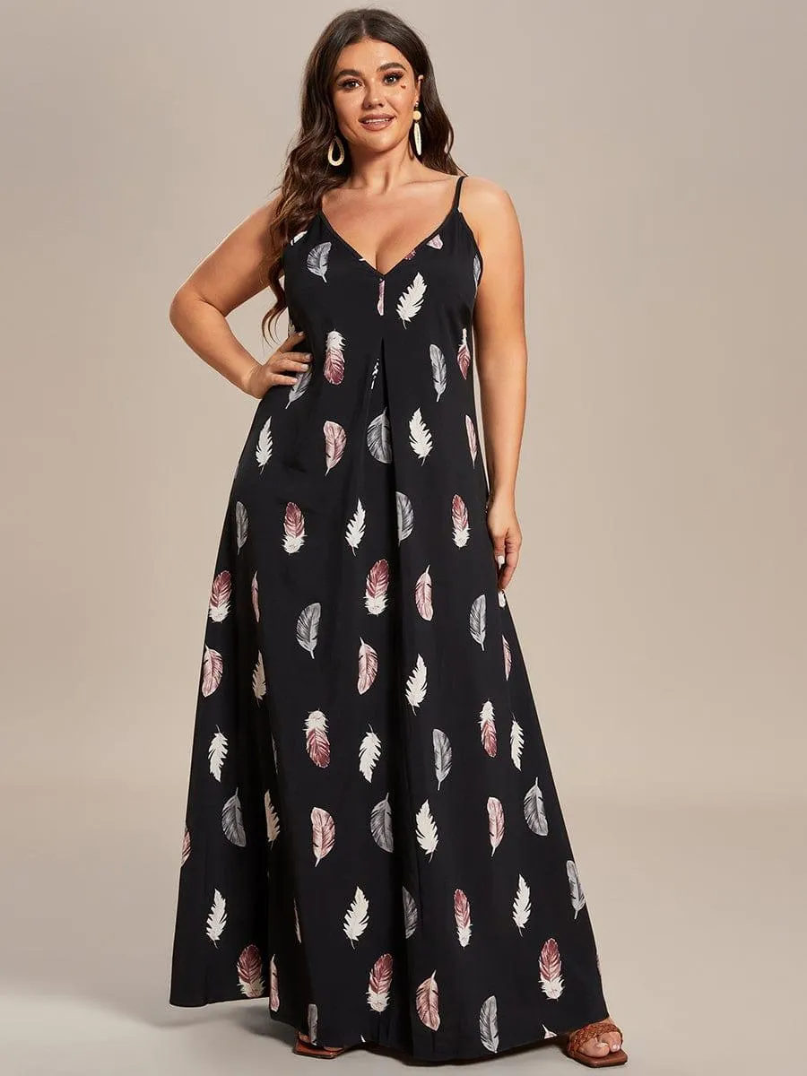 Robe d'été Plage Vacances maxi ample à bretelles fines A Ligne(Vente finale)