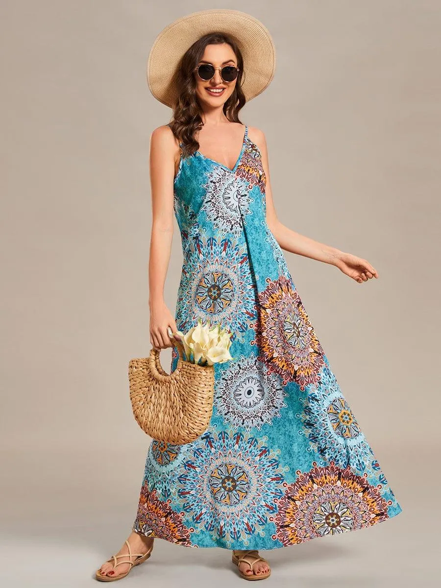 Robe d'été Plage Vacances maxi ample à bretelles fines A Ligne(Vente finale)