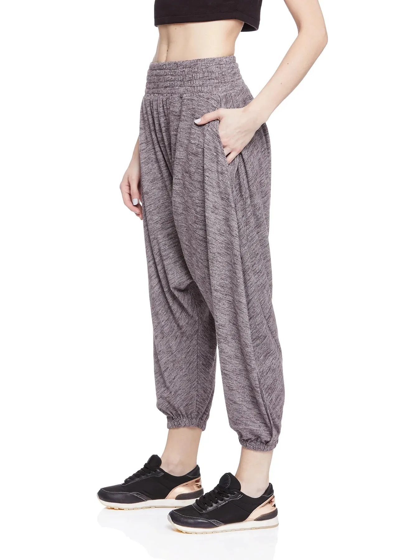 Round Neck Long Sleeve Top with Harem Pant (Rum Raisin)