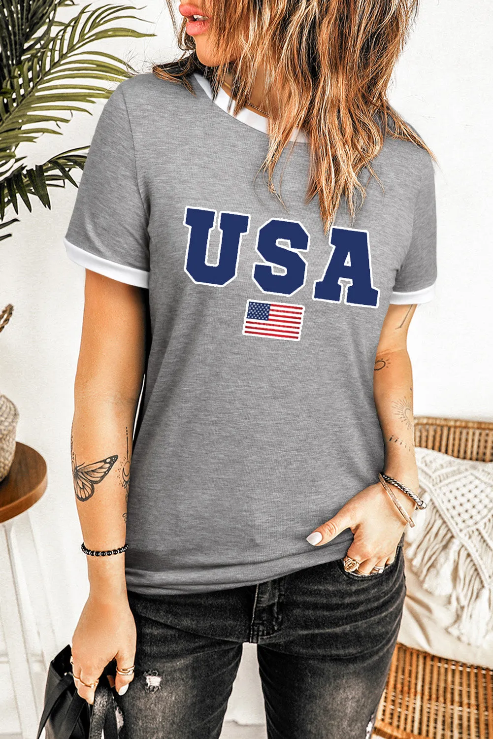 Round Neck Short Sleeve Top