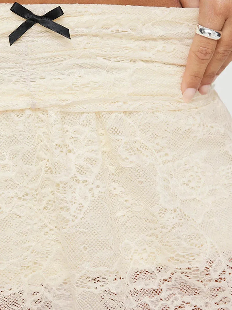 Ruffled Lace Mini Skirt