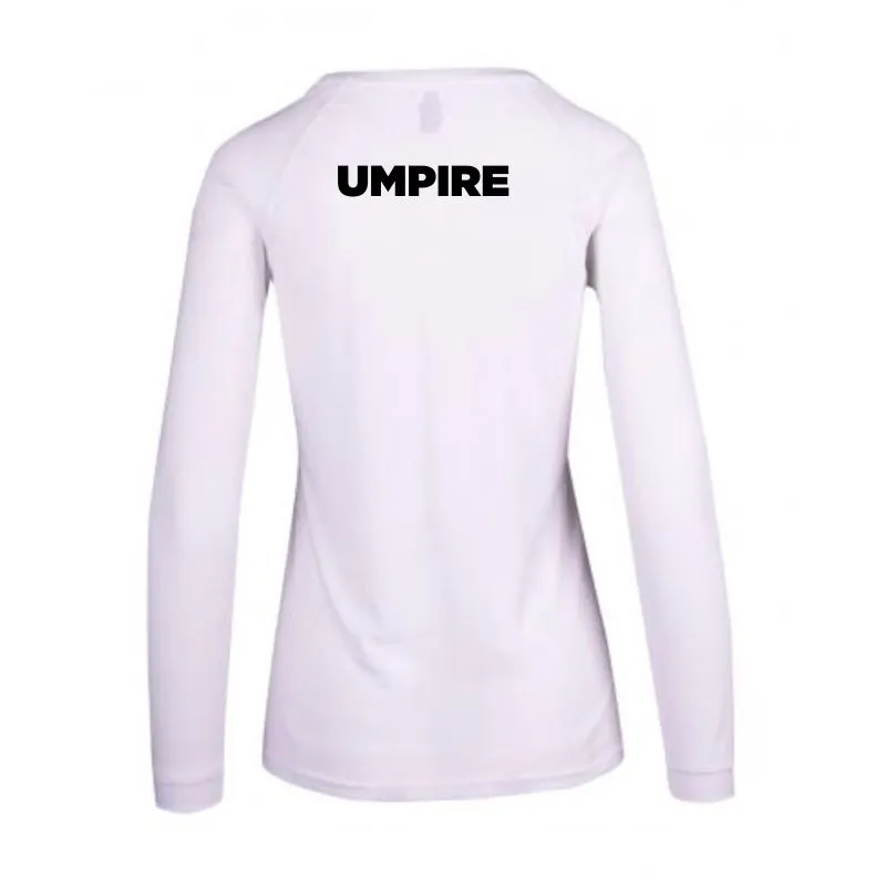 Sale Netball Umpire White  Long Sleeve Tee Ladies