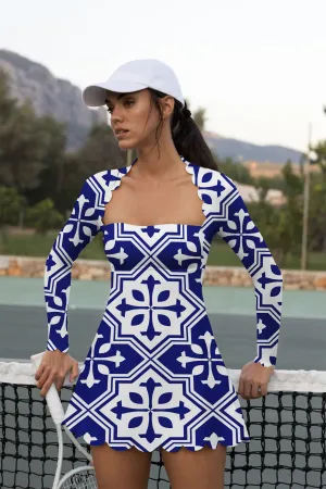 Santorini Serve Dress – Long Sleeve Activewear for Tennis & Pickleball