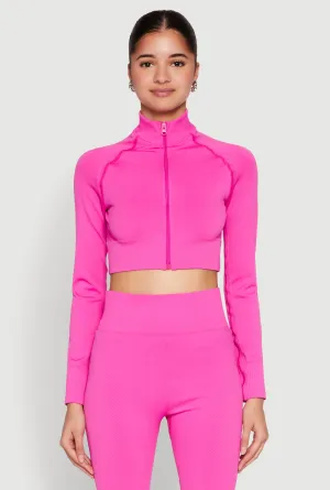 Seamless Mock Neck Zip Front Track Jacket